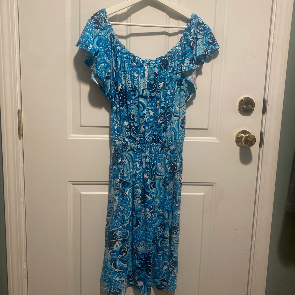 Lilly Pulitzer Blue Ruffled Off-the-Shoulder Sundress